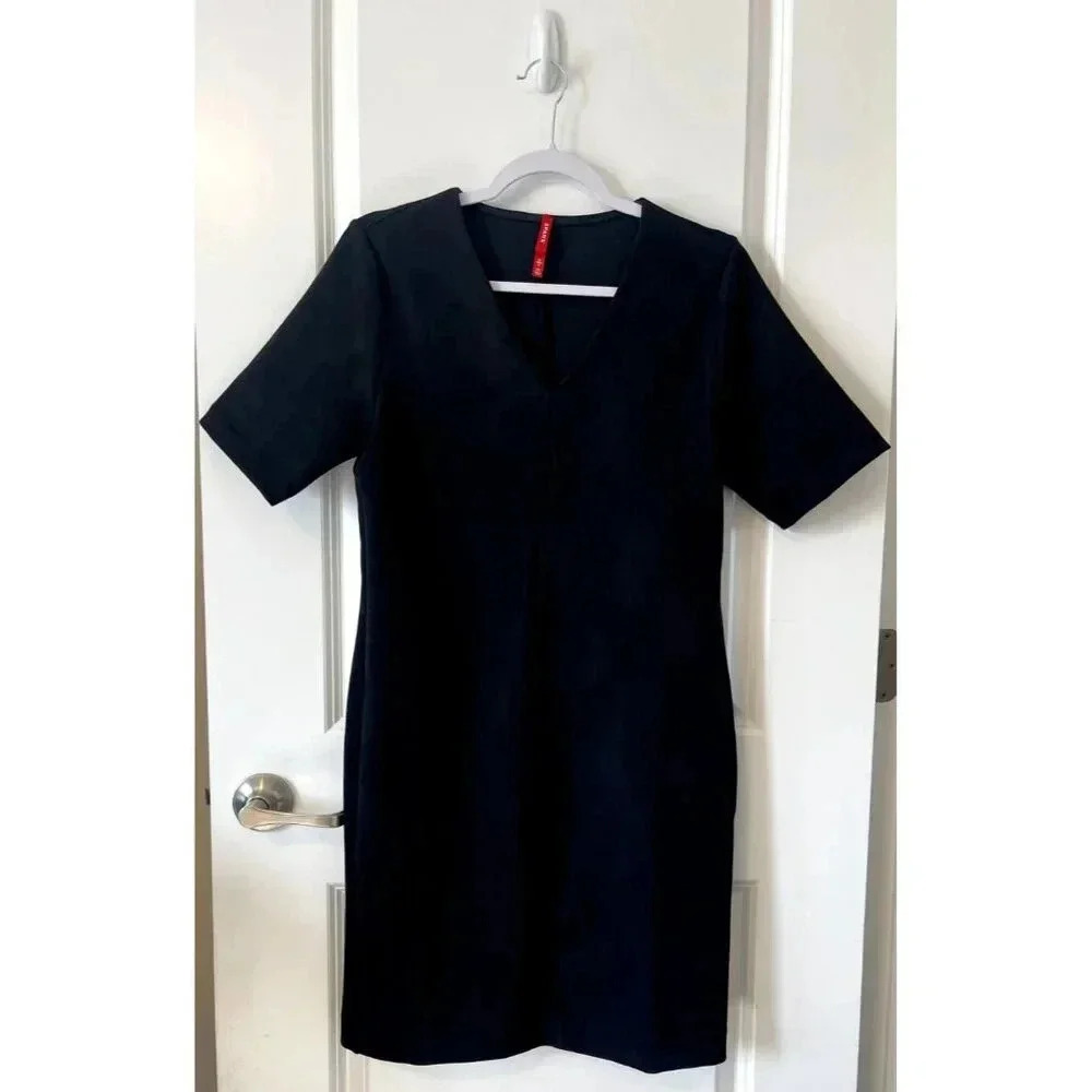 Spanx - Faux Suede Column Shift Dress Classic Black Size Small NWOT - Picture 4 of 7